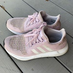 Soft pink multicolor adidas athletic shoes women